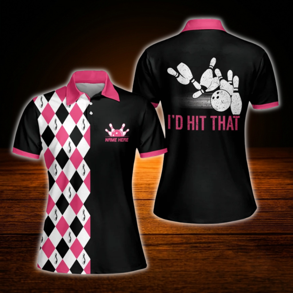 Custom I'd Hit That Bowling Polo Shirts For Women, Custom Funny Bowling Women Shirts