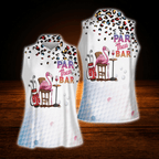 Par Then Bar Leopard Flamingo Sleeveless Golf Shirt For Women, Funny Flamingo Golf Shirts For Ladies