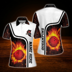 Queen Pins Custom Flame Bowling Polo Shirts For Women, Custom Flame Bowling Shirts For Women