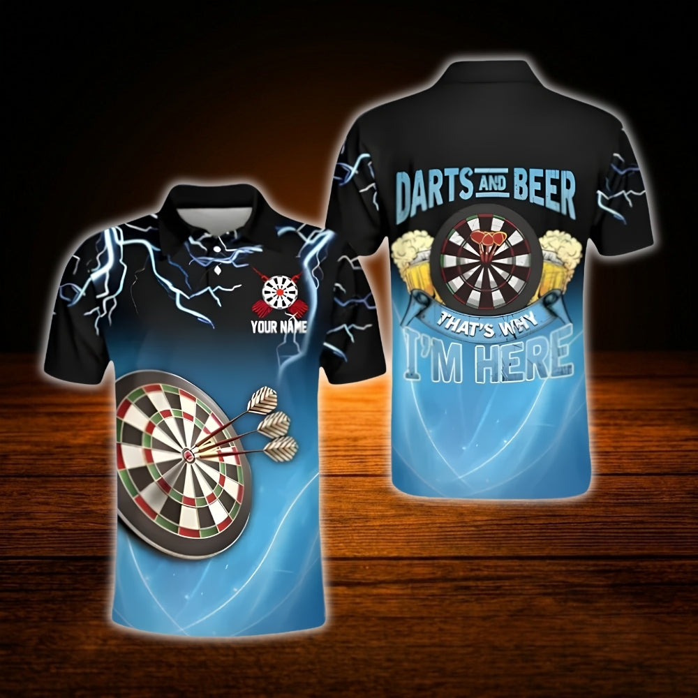 Darts And Beer That's Why I'm Here Custom Men Dart Polo Shirt, Custom Beer Lover Dart Shirt