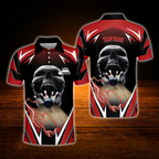 Custom Skull Red Thunder Bowling Polo Shirts Mens, Custom Skull Bowling Team Shirts