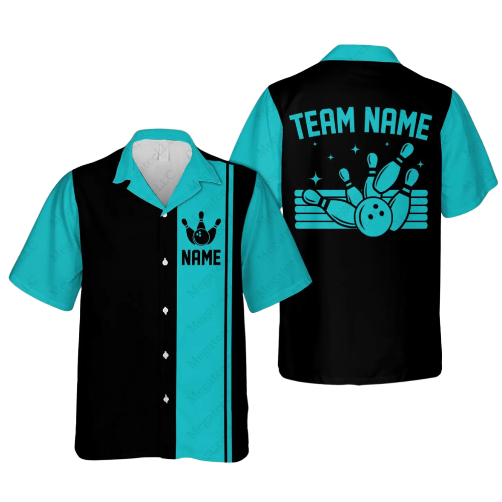 Custom Vintage Black and Red Bowling Hawaiian Shirt Mens, Custom Vintage Bowling Team Shirts BE0007