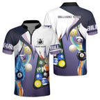 Custom Team Purple And White Billiard Jersey For Men, Custom Pool Billiard Shirts BIZ0172