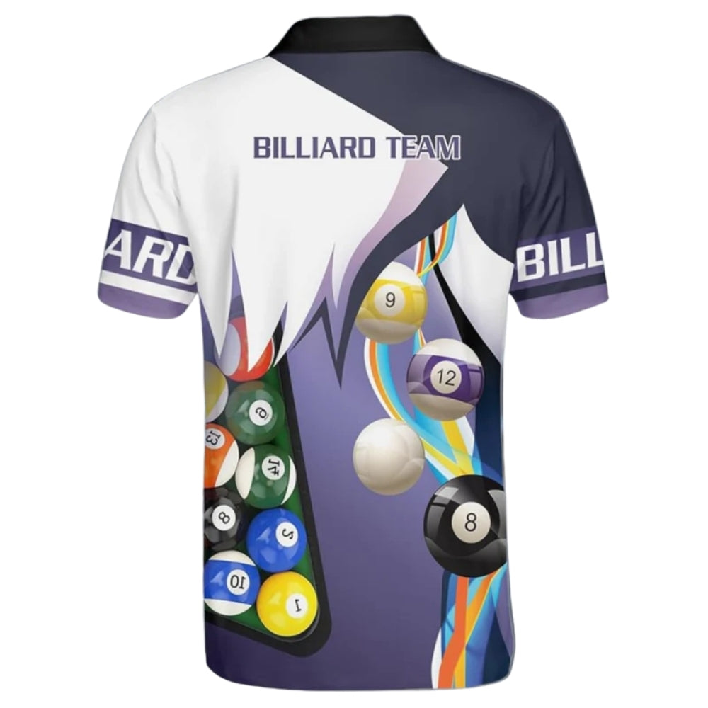 Custom Team Purple And White Billiard Jersey For Men, Custom Pool Billiard Shirts BIZ0172