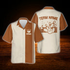 Vintage Custom Red Beige Bowling Hawaiian Shirt For Men Women, Custom Vintage Bowling Team Shirt