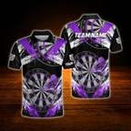 Custom Team Black And Cyan Darts Polo Shirt For Men, Custom Dart Shirt
