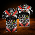 Custom Team Black And Cyan Darts Polo Shirt For Men, Custom Dart Shirt