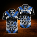 Custom Team Black And Cyan Darts Polo Shirt For Men, Custom Dart Shirt