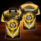 Custom 8 Ball Thunder Billiard Polo Shirt Blue Black, Custom Thunder Billiard Shirt For Team