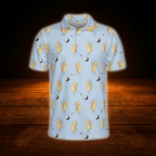 Funny Hot Dog Men's Light Blue Golf Polo Shirt, Hot Dog Golf Shirt
