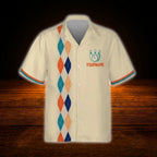 Custom Argyle Beige Bowling Hawaiian Shirt For Men Women, Custom Retro Bowling Team Shirt