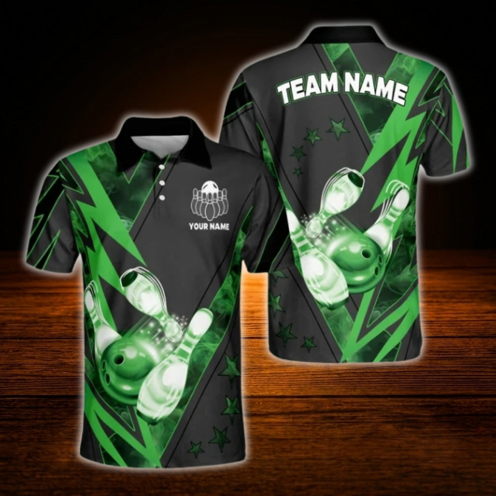 Custom Team Red Black Bowling Polo Shirt For Men, Custom Bowling Team Shirt