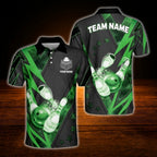 Custom Team Red Black Bowling Polo Shirt For Men, Custom Bowling Team Shirt