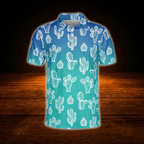 Cactus Blue Golf Polo Shirts Men, Cactus Golf Shirts