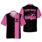 Custom Vintage Black and Red Bowling Hawaiian Shirt Mens, Custom Vintage Bowling Team Shirts BE0007