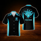 Black And Yellow Custom Team Bowling Hawaiian Shirt, Custom Bowling Team Shirt