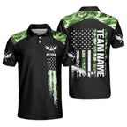 Custom Blue Camo American Flag Billiard Polo Shirts For Men, Custom Camo Billiard Team Shirts BIZ0171