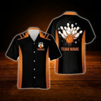 Black And Yellow Custom Team Bowling Hawaiian Shirt, Custom Bowling Team Shirt