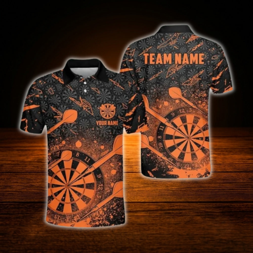 Custom Team Red And Black Dart Polo Shirt, Men's Custom Darts Shirt