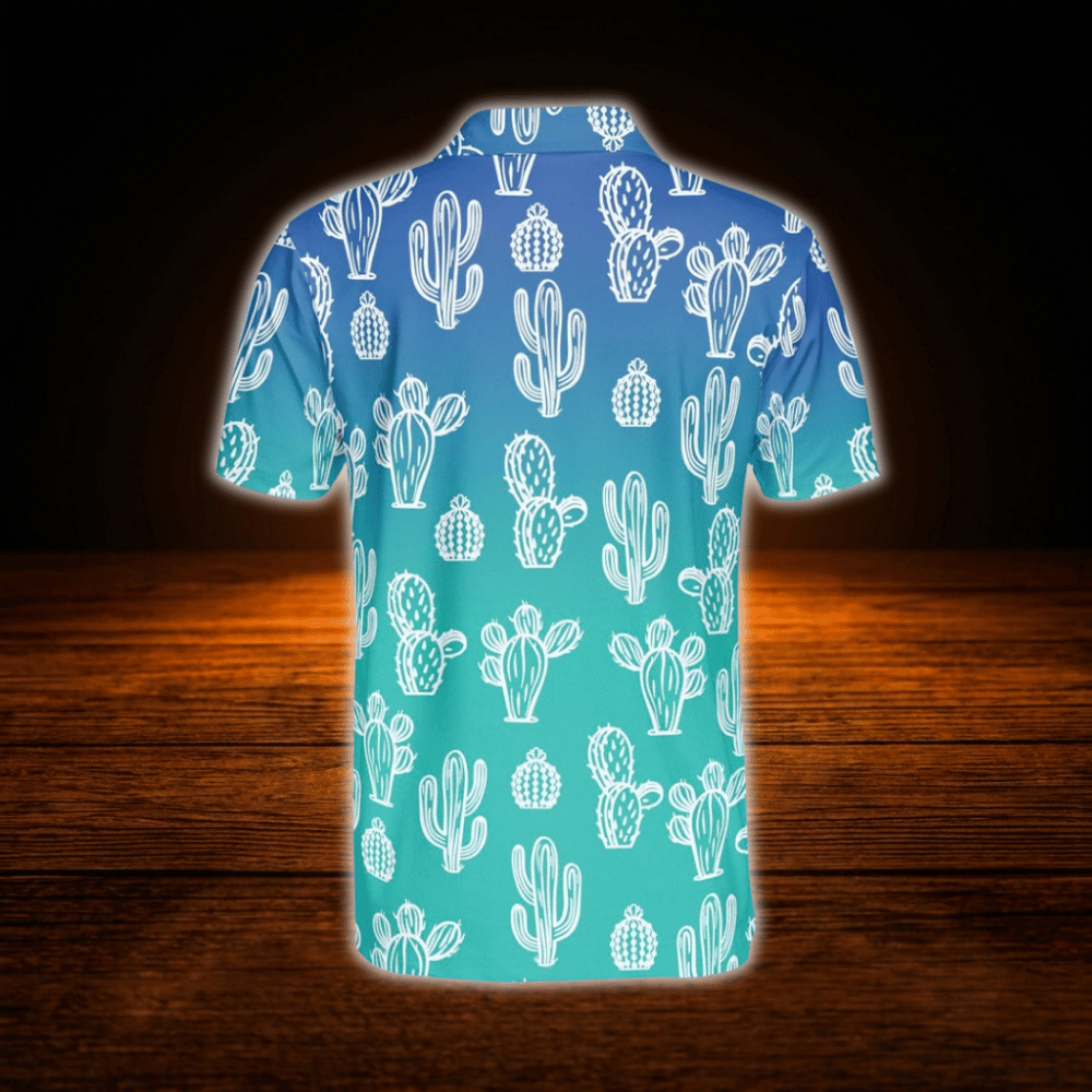 Cactus Blue Golf Polo Shirts Men, Cactus Golf Shirts