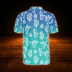 Cactus Blue Golf Polo Shirts Men, Cactus Golf Shirts