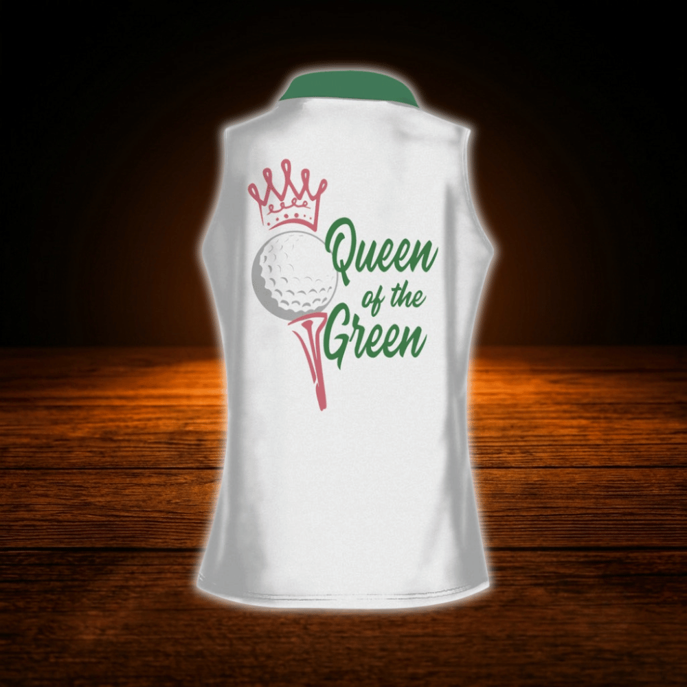 Queen Of The Green Argyle Women's Sleeveless Golf Shirts, Funny Golf Shirts For Ladies