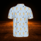 Funny Hot Dog Men's Light Blue Golf Polo Shirt, Hot Dog Golf Shirt