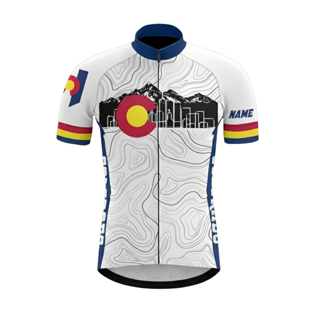 Custom Colorado White Cycling Short Sleeve Jersey Mens, Custom Colorado Cycling Jerseys CZ0045