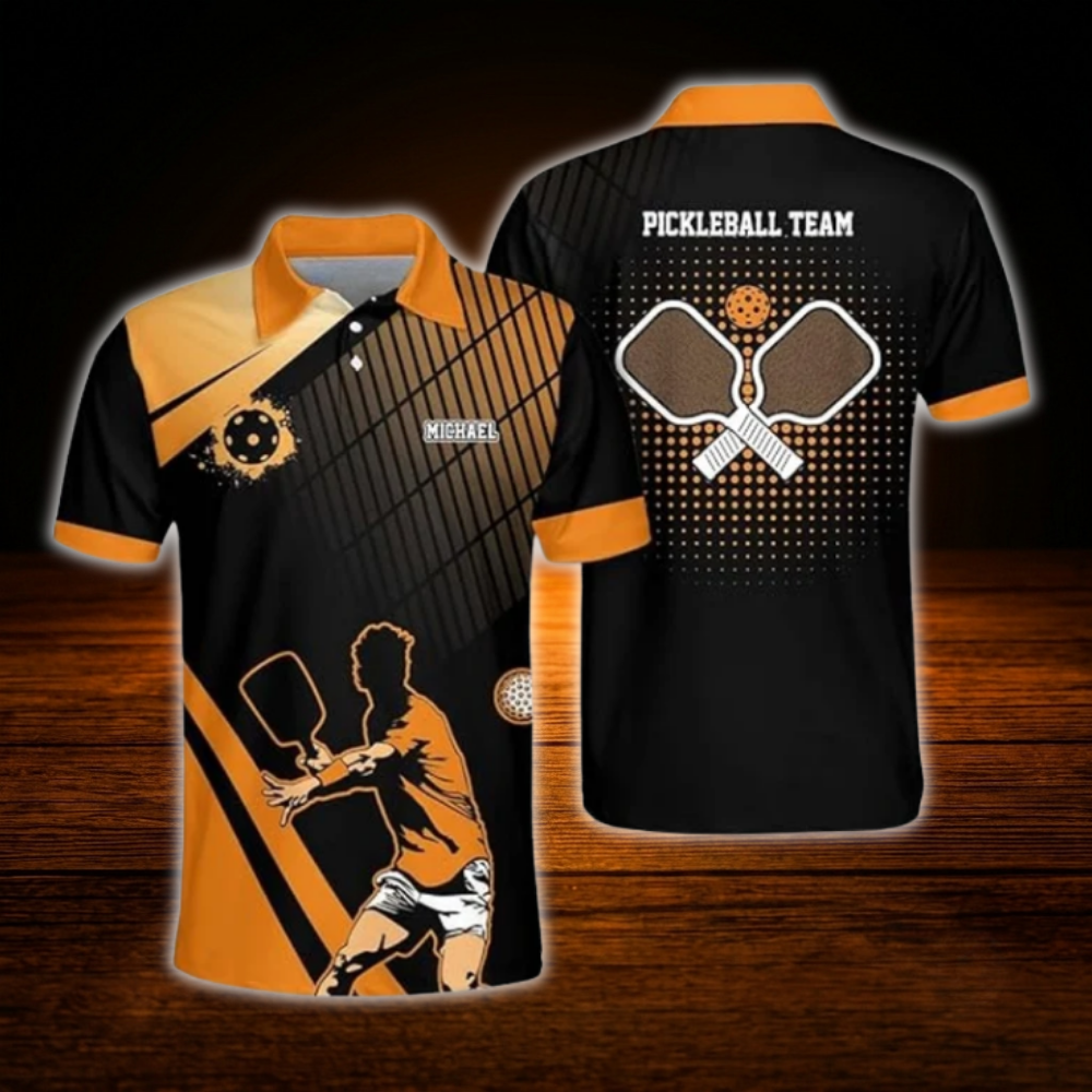 Custom Team Black Blue Pickleball Polo Shirt For Men, Custom Pickleball Team Shirt