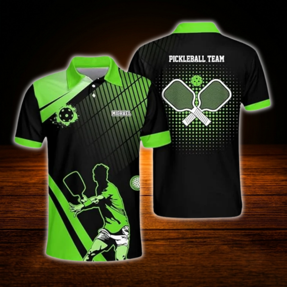 Custom Team Black Blue Pickleball Polo Shirt For Men, Custom Pickleball Team Shirt