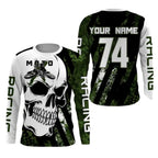 Custom Skull Camo Motocross Long Sleeve Shirt For Men, Custom Skull Motocross Shirts ME0005