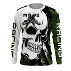 Custom Skull Camo Motocross Long Sleeve Shirt For Men, Custom Skull Motocross Shirts ME0005