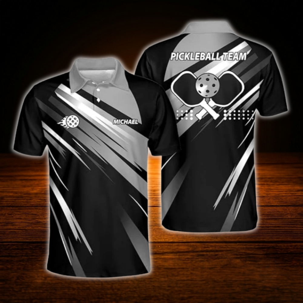 Custom Black And Red Pickleball Team Polo Shirt, Custom Pickleball Shirt