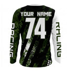 Custom Skull Camo Motocross Long Sleeve Shirt For Men, Custom Skull Motocross Shirts ME0005