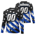 Custom American Flag Dirt Bike Long Sleeve Jersey Mens, Custom Patriotic Motocross Dirt Bike Shirts ME0021