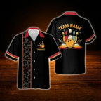 Custom Retro Black Hawaiian Shirt Men Women, Custom Retro Bowling Team Shirt
