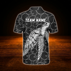 Custom Turtle Black Bowling Polo Men's Shirts, Custom Turtle Bowling Team Shirts