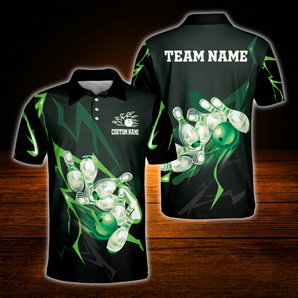 Custom Team Purple Black Bowling Polo Shirt Men, Custom Bowling Shirt