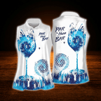 Par Then Bar Blue And White Ladies Sleeveless Golf Sleeveless Shirts, Funny Golf Shirts For Women