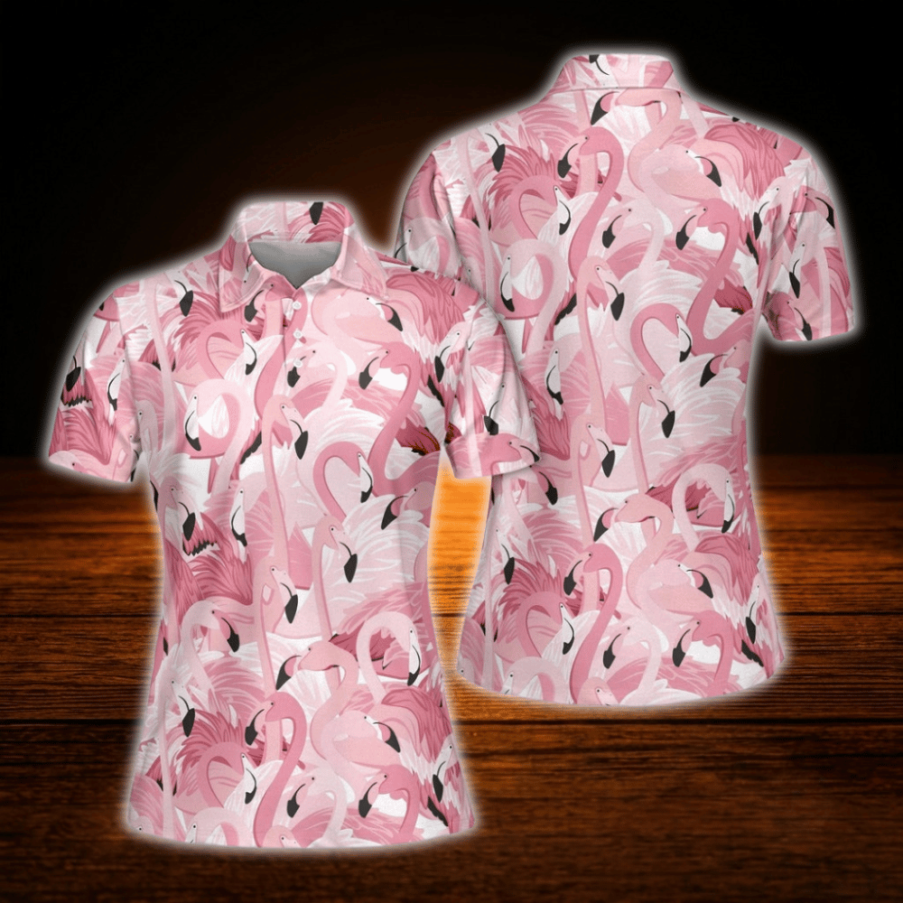 Pink Flamingo Women's Golf Polo Shirt, Flamingo Golf Shirt For Women