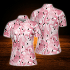 Pink Flamingo Women's Golf Polo Shirt, Flamingo Golf Shirt For Women