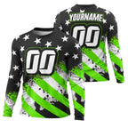 Custom American Flag Dirt Bike Long Sleeve Jersey Mens, Custom Patriotic Motocross Dirt Bike Shirts ME0021