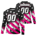 Custom American Flag Dirt Bike Long Sleeve Jersey Mens, Custom Patriotic Motocross Dirt Bike Shirts ME0021