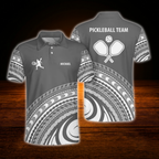 Custom Tribal Pickleball Polo Shirt Blue And White, Custom Tribal Pickleball Team Shirt