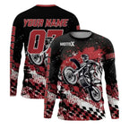 Custom MX Motocross Racing Red Black Long Sleeve Jersey Mens, Custom Motocross Shirts ME0039