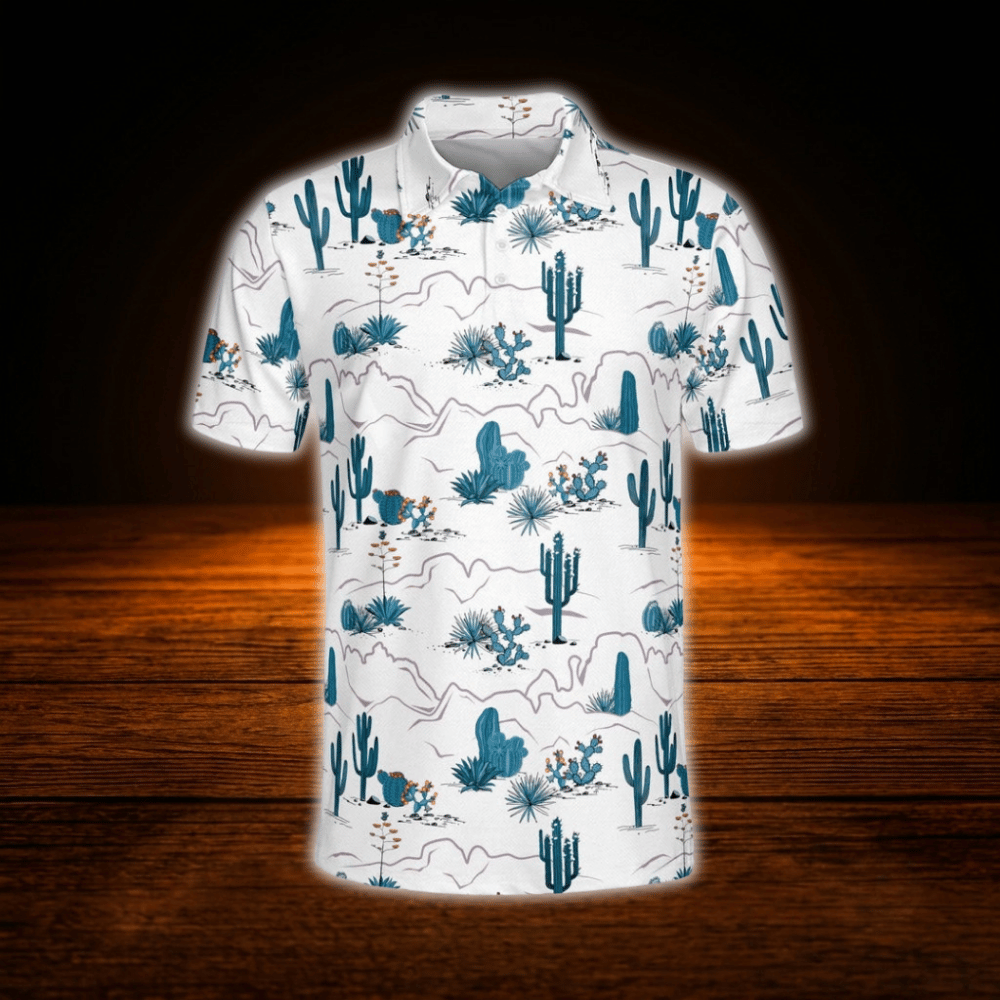 Cactus Golf Polo Shirts For Men, Western Golf Shirts