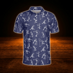 Stickfigures Mens Navy Blue Golf Polo Shirt, Funny Golf Shirt