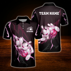 Custom Team Purple Black Bowling Polo Shirt Men, Custom Bowling Shirt