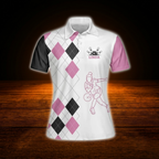 Watch Out This Girl Knows How To Handel Her Balls Custom White Bowling Polo Shirts For Women, Custom Funny Bowling Shirts For Women