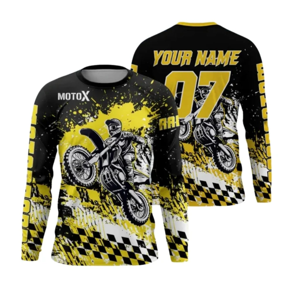 Custom MX Motocross Racing Red Black Long Sleeve Jersey Mens, Custom Motocross Shirts ME0039